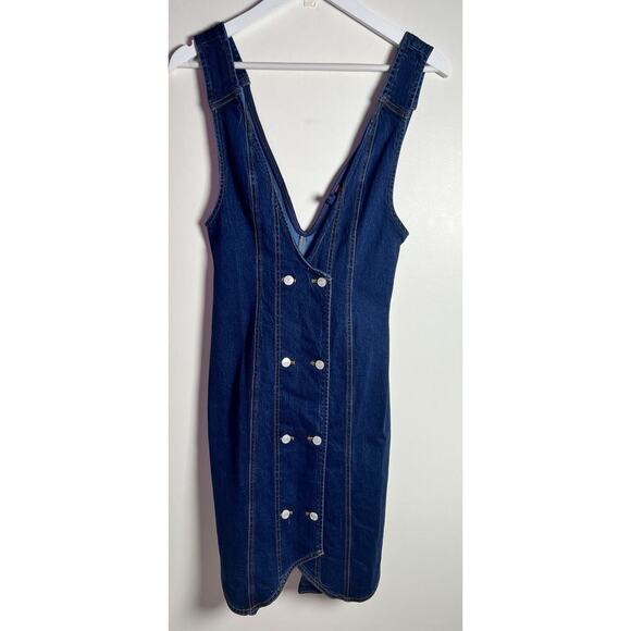 Anthropologie X Pilcro Petite 2 Denim V-Neck Button Up Stretchy MIDI Dress NEW - Picture 5 of 13